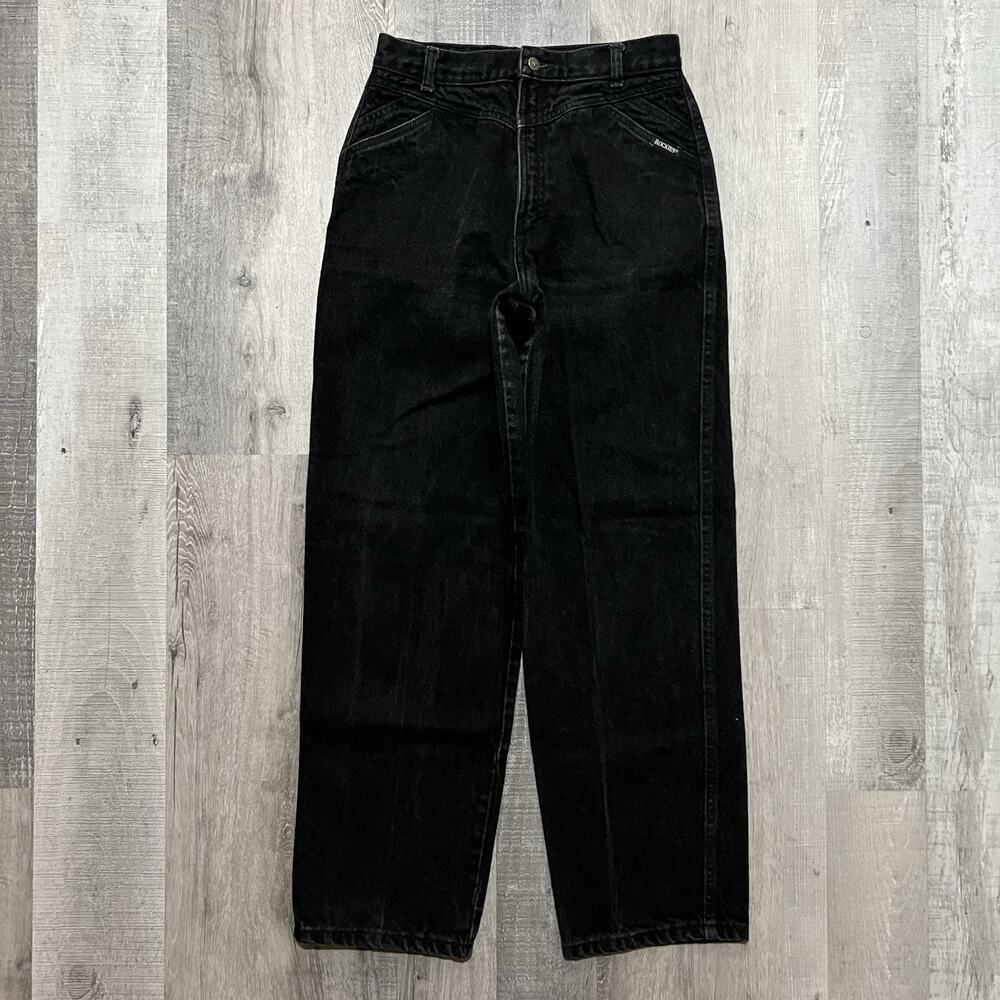 VTG Rocky Mountain Western Jeans Black Bareback 90s USA Mom Cowgirl Sz 14R